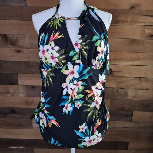 SONNET SHORES Floral Tankini Top SZ 18W - Picture 1 of 8